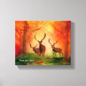 Herfst Red Deer Waterverf Stretched Canvas Print (Voorkant)