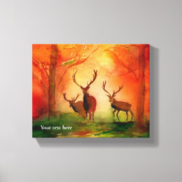 Herfst Red Deer Waterverf Stretched Canvas Print