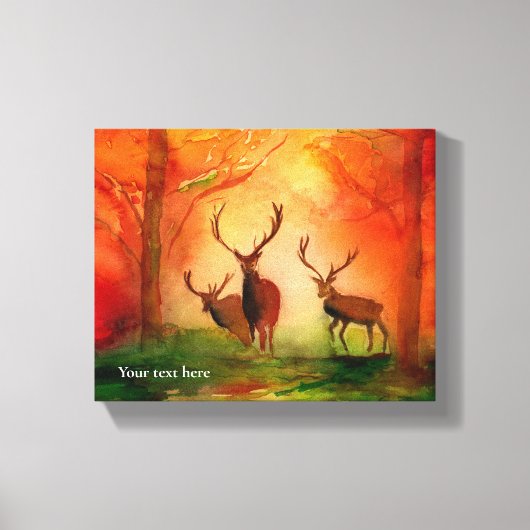 Herfst Red Deer Waterverf Stretched Canvas Print (Voorkant)