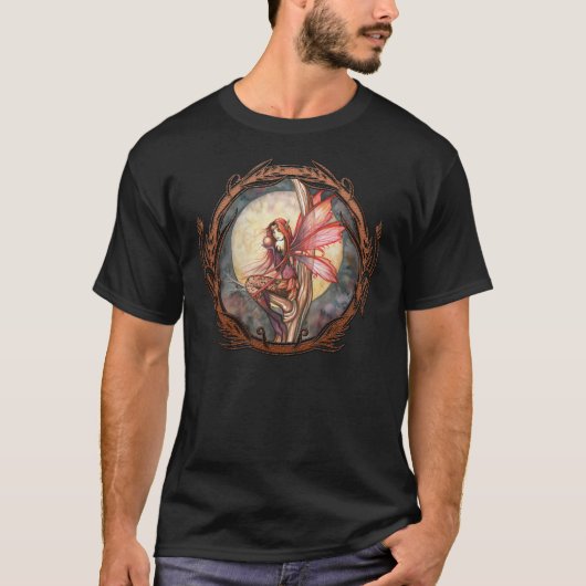 Herfst Red Fairy Faerie Fantasy Gothic Art T-shirt (Voorkant)