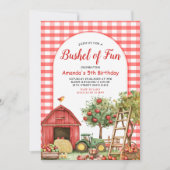 Herfst Red Gingham Bushel van Fun Birthday Kaart (Voorkant)