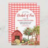 Herfst Red Gingham Bushel van Fun Birthday Kaart (Voorkant / Achterkant)