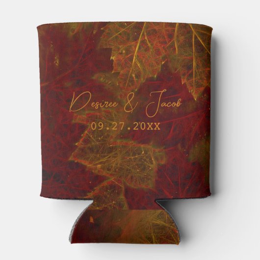 Herfst Red Gold Rustic Elegant Maple Leaves Blikjeskoeler (Achterkant)