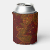 Herfst Red Gold Rustic Elegant Maple Leaves Blikjeskoeler (Blikje Achterkant)