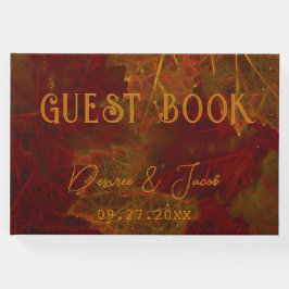 Herfst Red Gold Rustic Elegant Maple Leaves Gastenboek