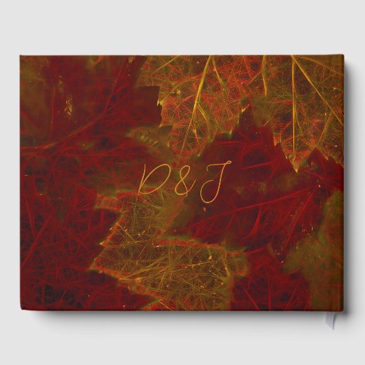 Herfst Red Gold Rustic Elegant Maple Leaves Gastenboek (Achterkant)