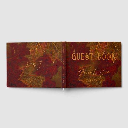 Herfst Red Gold Rustic Elegant Maple Leaves Gastenboek (Volledig)