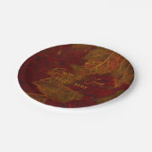 Herfst Red Gold Rustic Elegant Maple Leaves Papieren Bordje (Gekanteld)