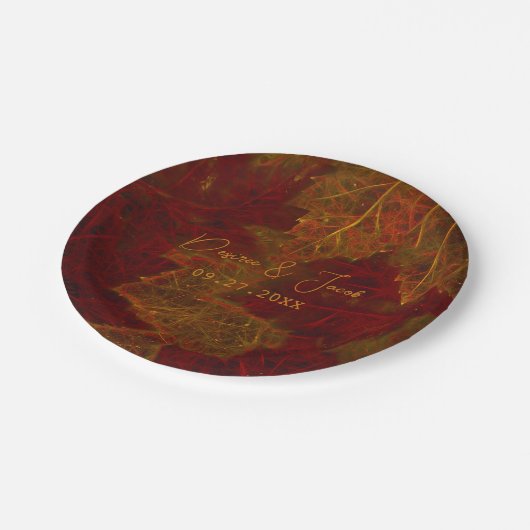 Herfst Red Gold Rustic Elegant Maple Leaves Papieren Bordje (Gekanteld)