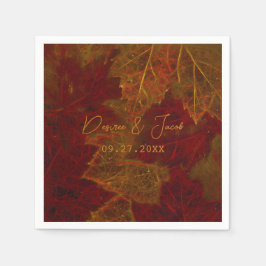 Herfst Red Gold Rustic Elegant Maple Leaves Servet