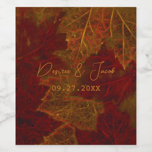 Herfst Red Gold Rustic Elegant Maple Leaves Wijn Etiket (Enkel label)