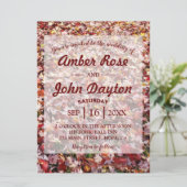 Herfst Red Leaves Rustic Wedding Invitations Kaart (Staand voorkant)
