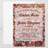 Herfst Red Leaves Rustic Wedding Invitations Kaart (Voorkant / Achterkant)