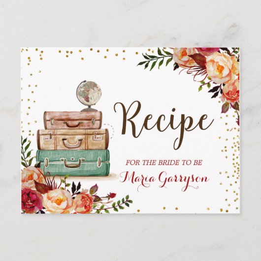 Herfst Red Marsala Reis Thlee Recipe Card Briefkaart (Voorkant)