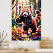 Herfst Red Panda Play Poster (Keuken)