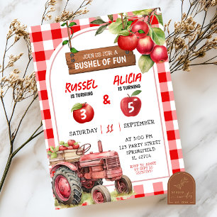 Herfst Red Plaid Apple Verjaardag Kaart