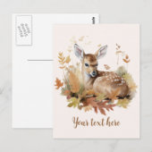 Herfst Ree Jonge Herten Herfstbladeren Briefkaart (Voorkant / Achterkant)
