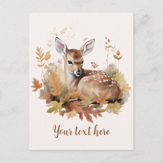 Herfst Ree Jonge Herten Herfstbladeren Briefkaart (Voorkant)