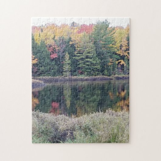 Herfst reflectie op het meer legpuzzel (Verticaal)