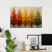 Herfst Regenboog Bomen Paletmes Kunst Poster (Thuiskantoor)