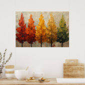 Herfst Regenboog Bomen Paletmes Kunst Poster (Keuken)