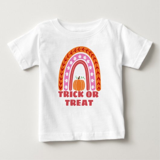 Herfst regenboog met pompoen Halloween Baby T-Sh (Voorkant)