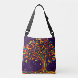 Herfst regenboogbomen Paarse najaarse Thanksgiving Crossbody Tas