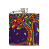 Herfst regenboogbomen Paarse najaarse Thanksgiving Heupfles (Voorkant)