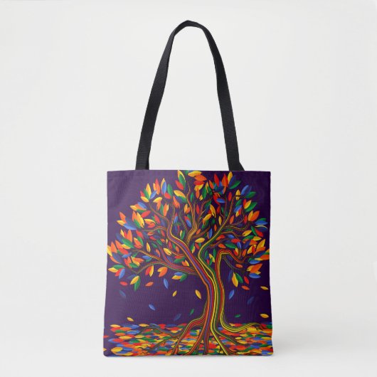Herfst regenboogbomen Paarse najaarse Thanksgiving Tote Bag (Voorkant)