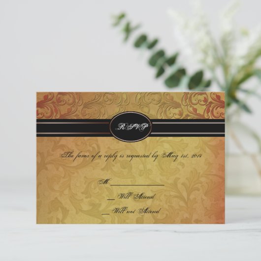 Herfst Regency Wedding Response Card RSVP Kaartje (Staand voorkant)