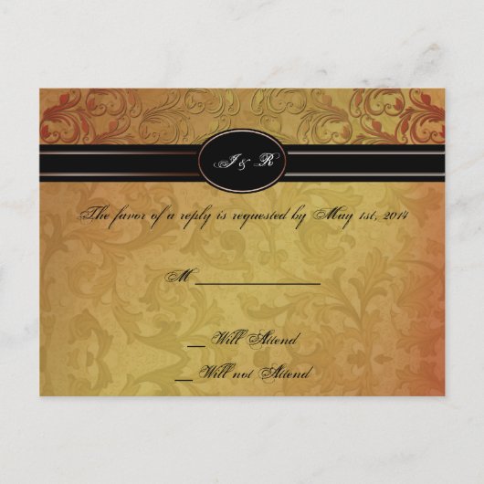Herfst Regency Wedding RSVP Uitnodiging Briefkaart (Voorkant)