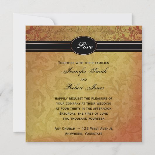 Herfst Regency Wedding Uitnodiging (Voorkant)