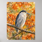 Herfst Reiger Waterverf Boslandschap  Poster (Voorkant)