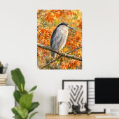 Herfst Reiger Waterverf Boslandschap  Poster (Thuiskantoor)