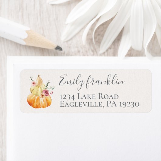 Herfst Retouradreslabels, Little Pumpkin-labels Etiket (Insitu)