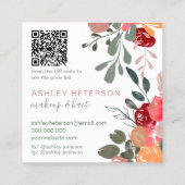 Herfst retro Boho floral qr code logo hair make-up Vierkante Visitekaartje (Achterkant)