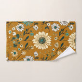 Herfst Retro Boho Mosterd Bloemen Patroon Bad Handdoek (Handdoek)