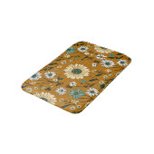 Herfst Retro Boho Mosterd Bloemen Patroon Badmat (Gekanteld)
