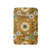 Herfst Retro Boho Mosterd Bloemen Patroon Badmat (Voorkant Verticaal)