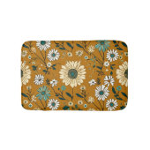 Herfst Retro Boho Mosterd Bloemen Patroon Badmat (Voorkant)