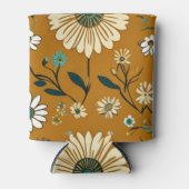 Herfst Retro Boho Mosterd Bloemen Patroon Blikjeskoeler (Voorkant)