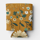 Herfst Retro Boho Mosterd Bloemen Patroon Blikjeskoeler (Achterkant)