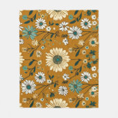 Herfst Retro Boho Mosterd Bloemen Patroon Fleece Deken (Voorkant)