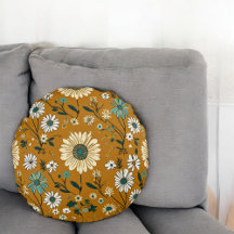 Herfst Retro Boho Mosterd Bloemen Patroon