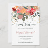 Herfst retro florale waterverf goud, zestien zoete kaart (Voorkant)