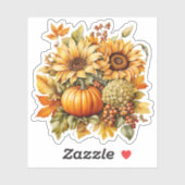 Herfst Rijkdom - Zonnebloem, Druiven, Pompoenen Sticker (Vel)