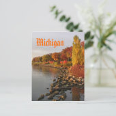 herfst River Bank, Michigan Briefkaart (Staand voorkant)
