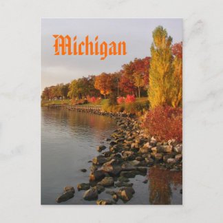 herfst River Bank, Michigan Briefkaart