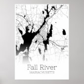 Herfst River Map - Massachusetts - Poster stadskaa (Voorkant)
