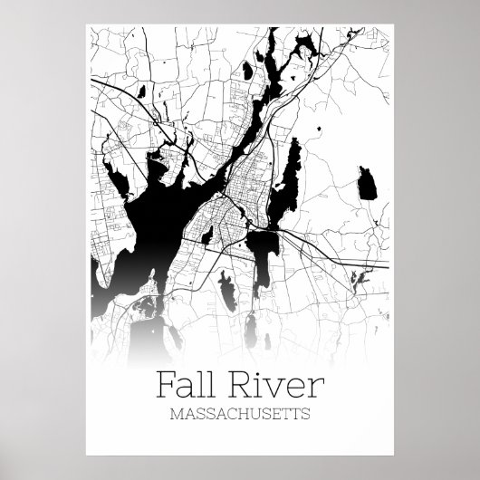 Herfst River Map - Massachusetts - Poster stadskaa (Voorkant)